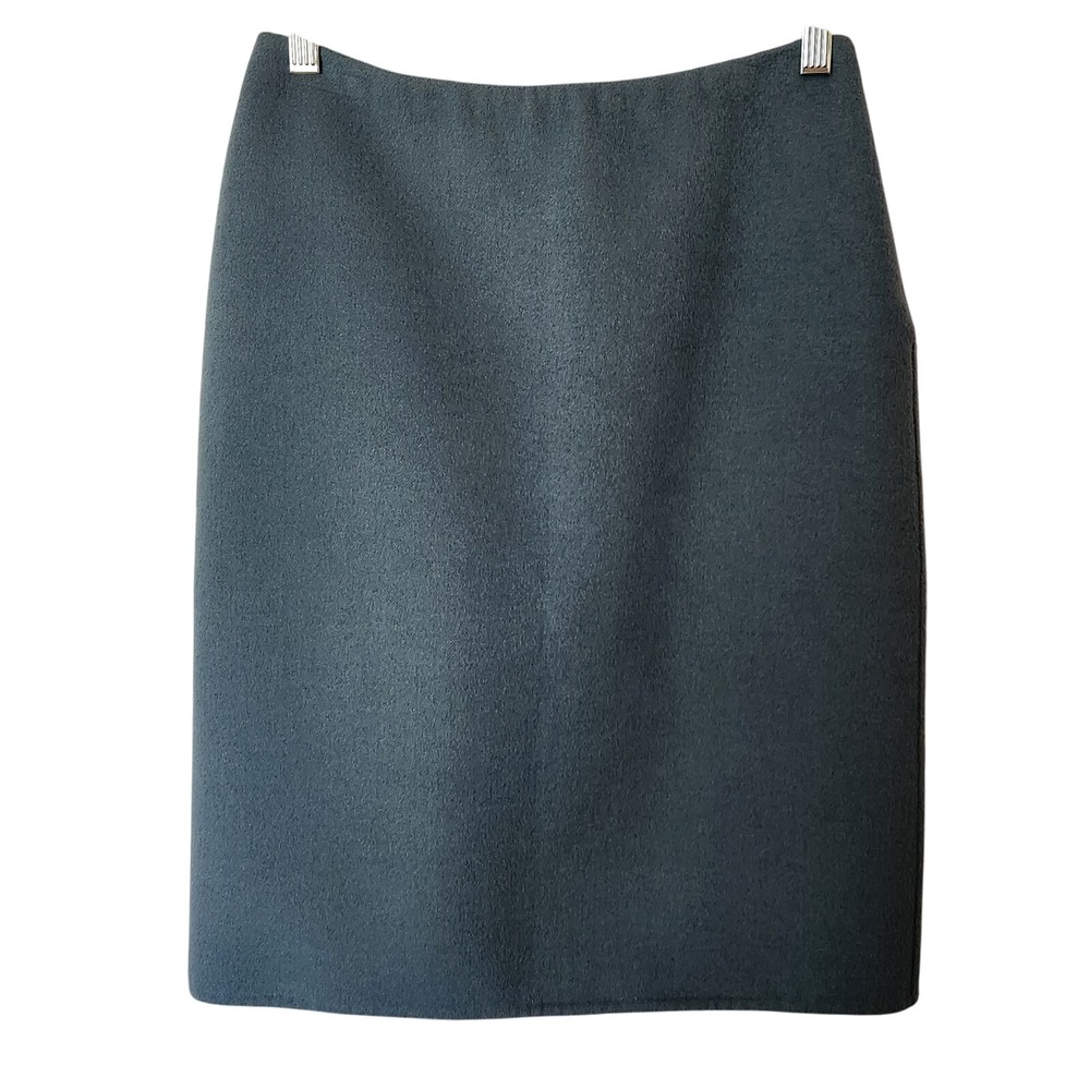 MICHAEL KORS Pencil Skirt Women 2 Small Blue Angora Wool Luxury Italy Career VTG